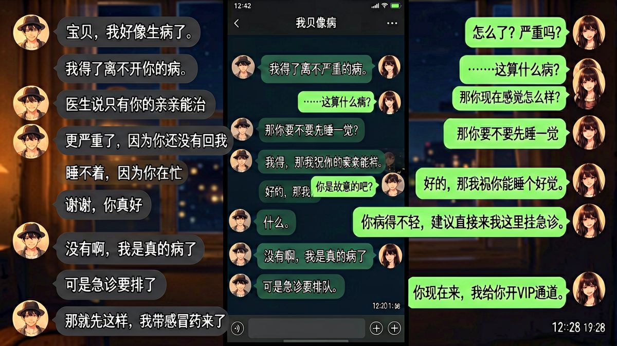 男生用土味情话套路女友，最后被反向套路说要来看「急诊」