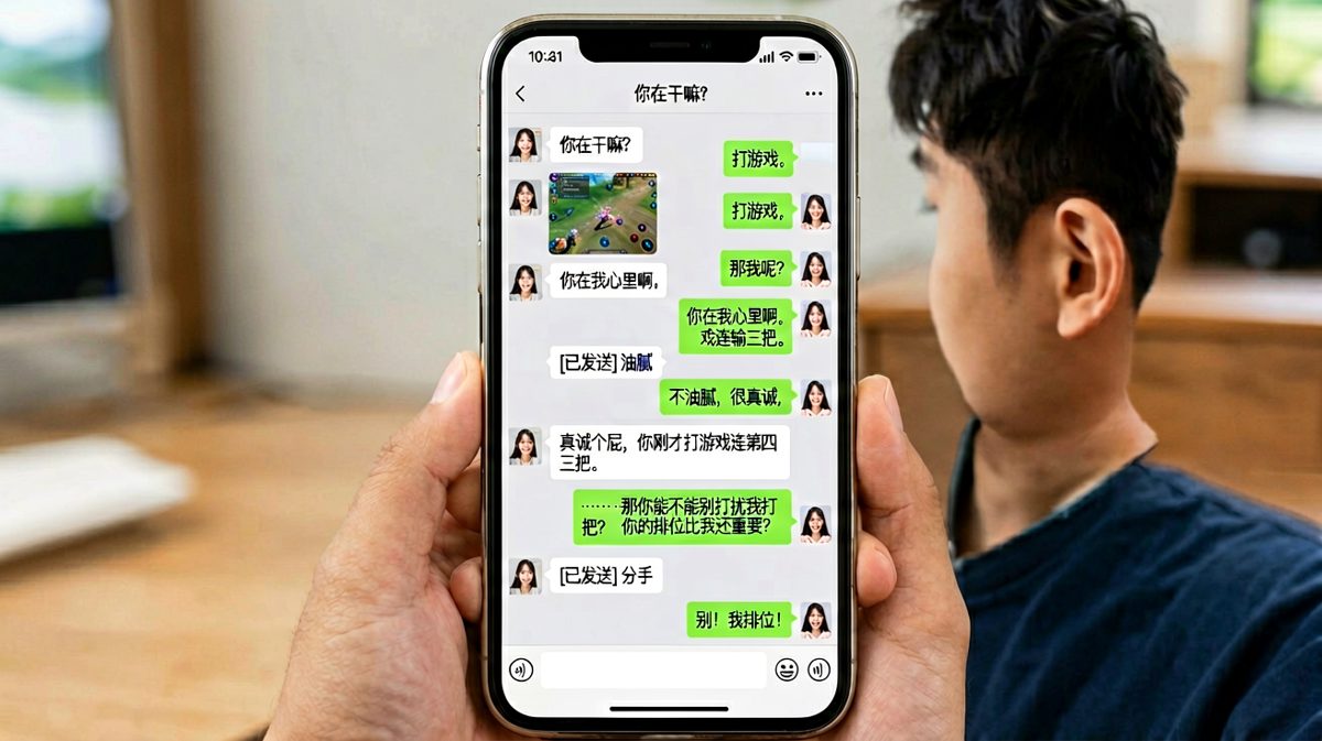 打游戏输给女朋友，最后补刀说排位重要，女生直接拉黑。