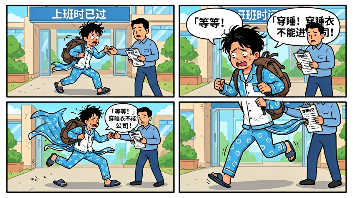 穿着睡衣狂奔到公司，被保安拦下