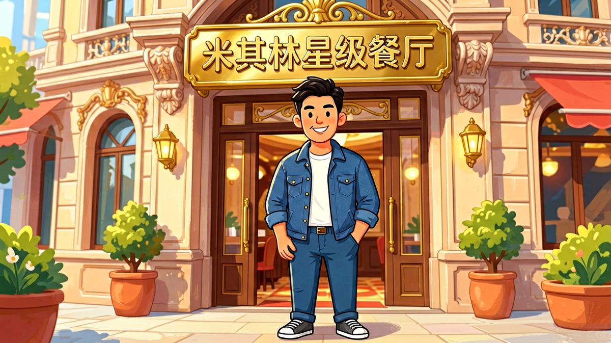 信心满满走进餐厅