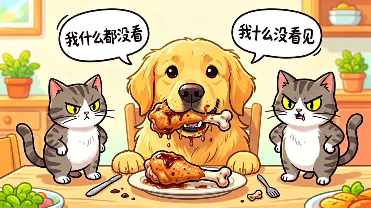 金毛：这鸡腿先自己长腿跳进我嘴里的
