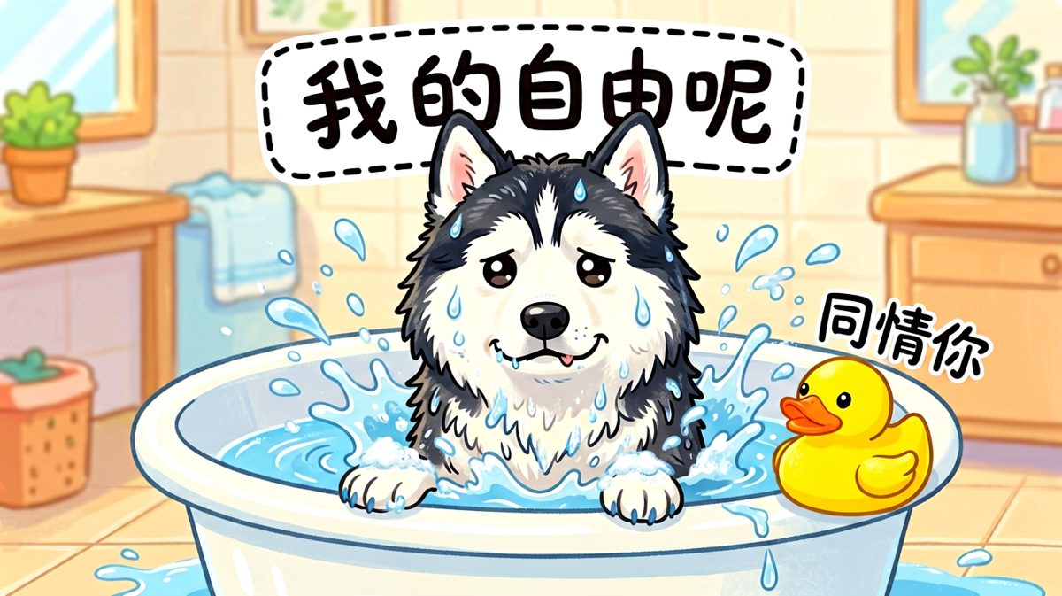 哈士奇：洗澡是人生最大的背叛
