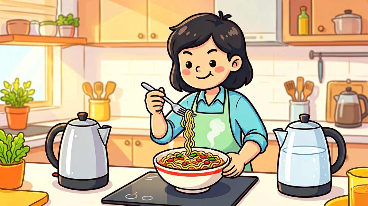 信心满满：泡面已就绪，美味即刻享用！