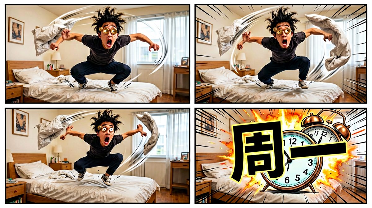 条件反射弹射起床，以为是迟到警告