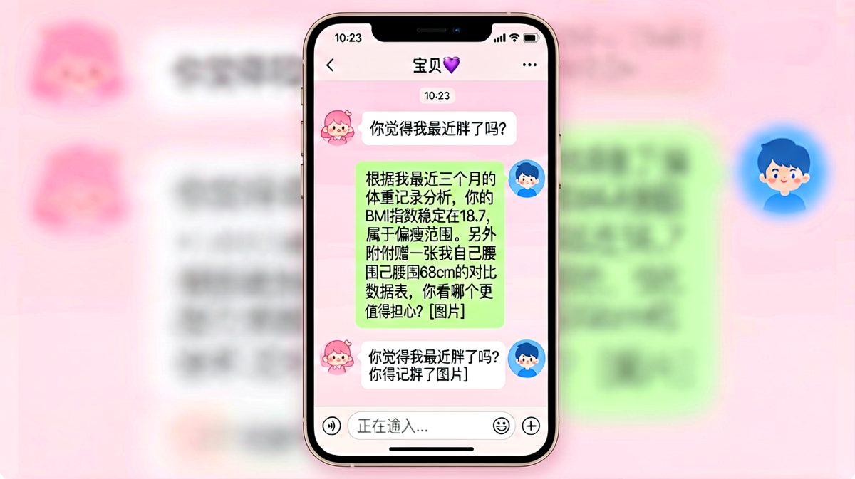 她问自己胖没胖，他把答案精准甩到'他'身上