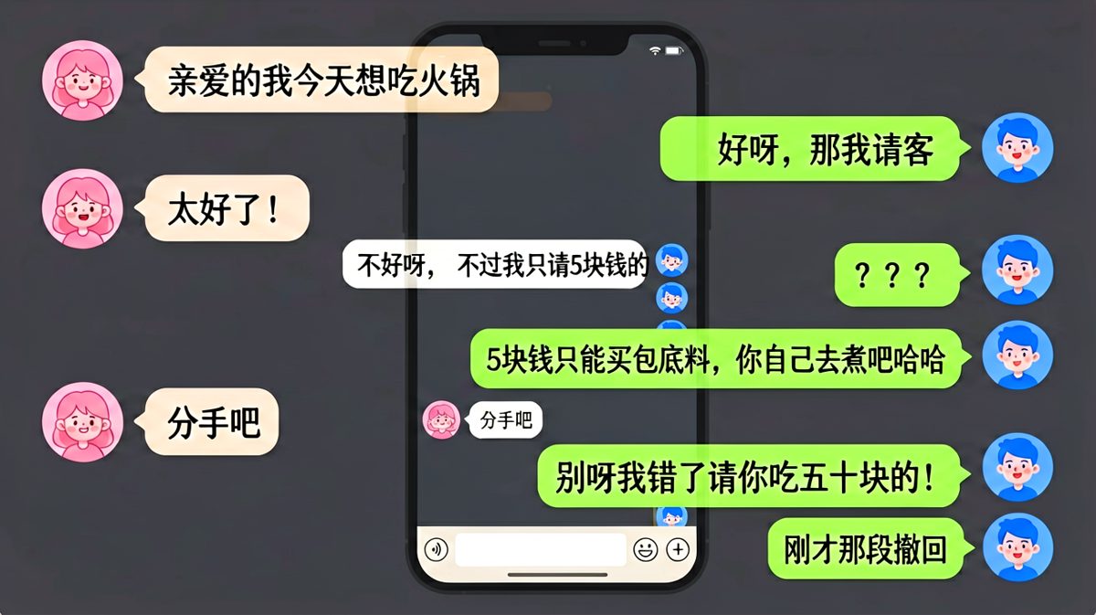 五块火锅引发的血案，女生秒变脸太真实。