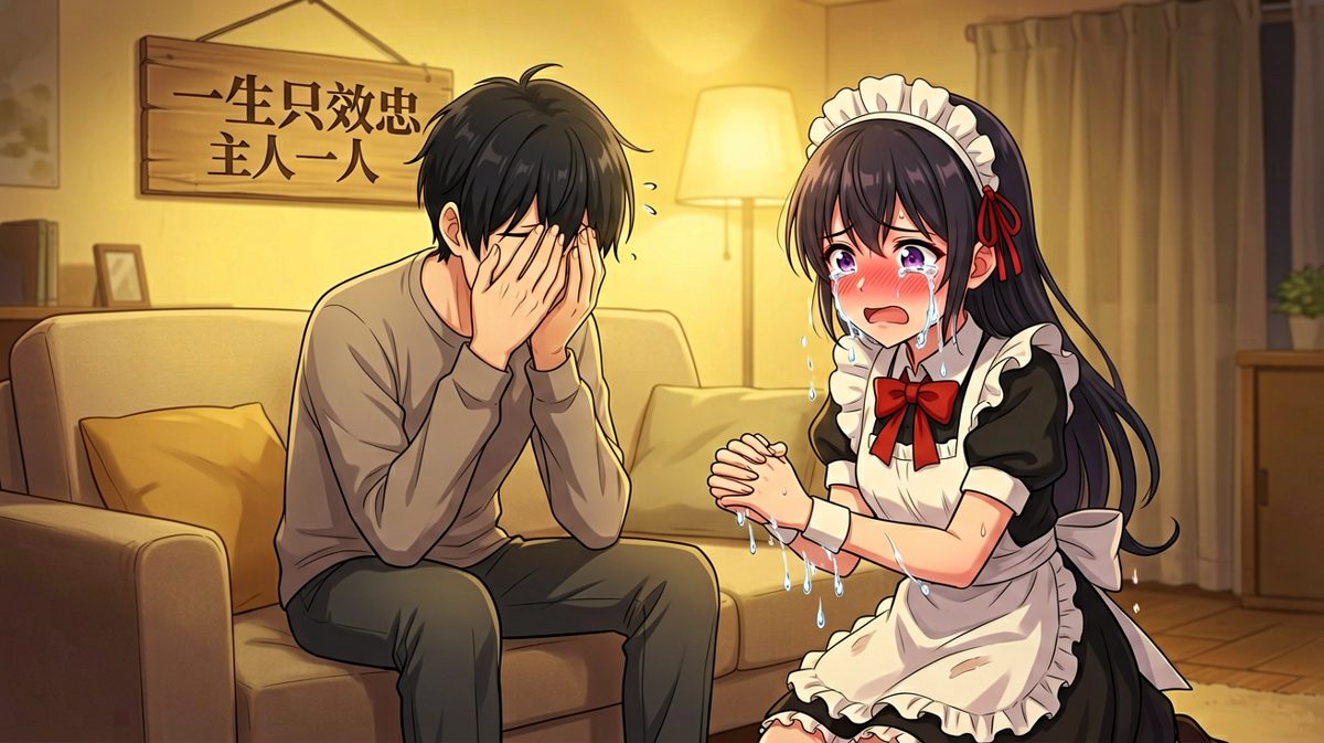第四格：仆人委屈又坚定地说：「只要能帮到主人，怎样都行……」主人：我谢谢你啊。