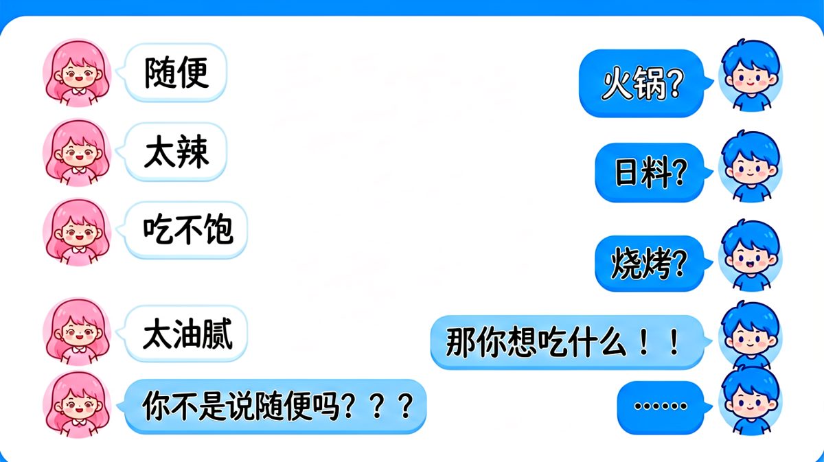 永远猜不到的'随便'——男生连续被否三次后崩溃