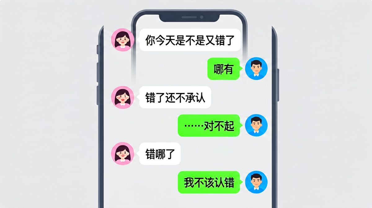 男生精准踩雷：认错=认错误，逻辑鬼才男友在线翻车