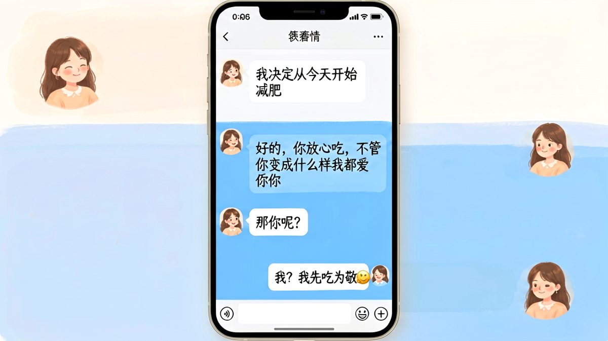 「减肥宣言」翻车现场，男方一句「吃为敬」直接破防