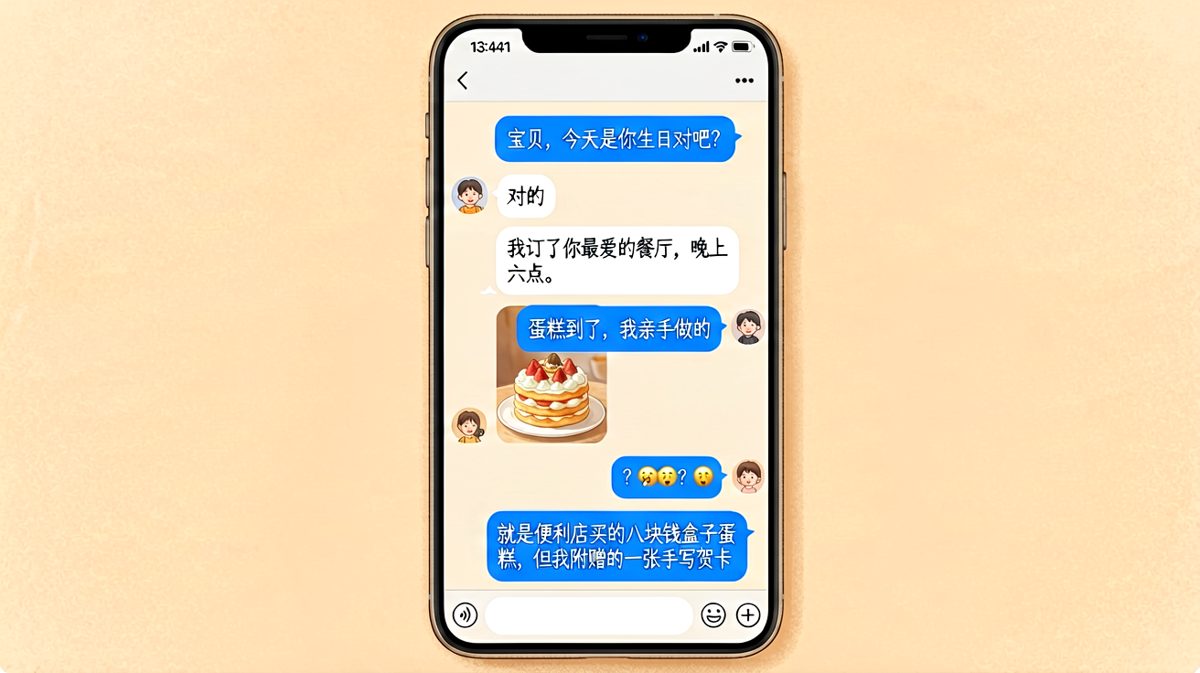 八块钱蛋糕+手写贺卡，直男的浪漫你也敢收？