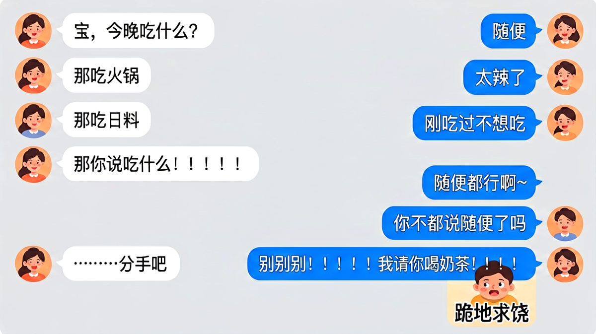 「随便」是两个字，但它引发的战争能毁掉一段感情