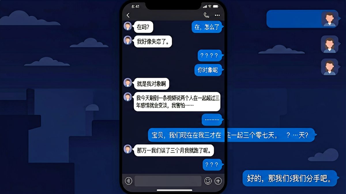 在一起三个月就开始担心三年后的事，属于是未雨绸缪到极致了