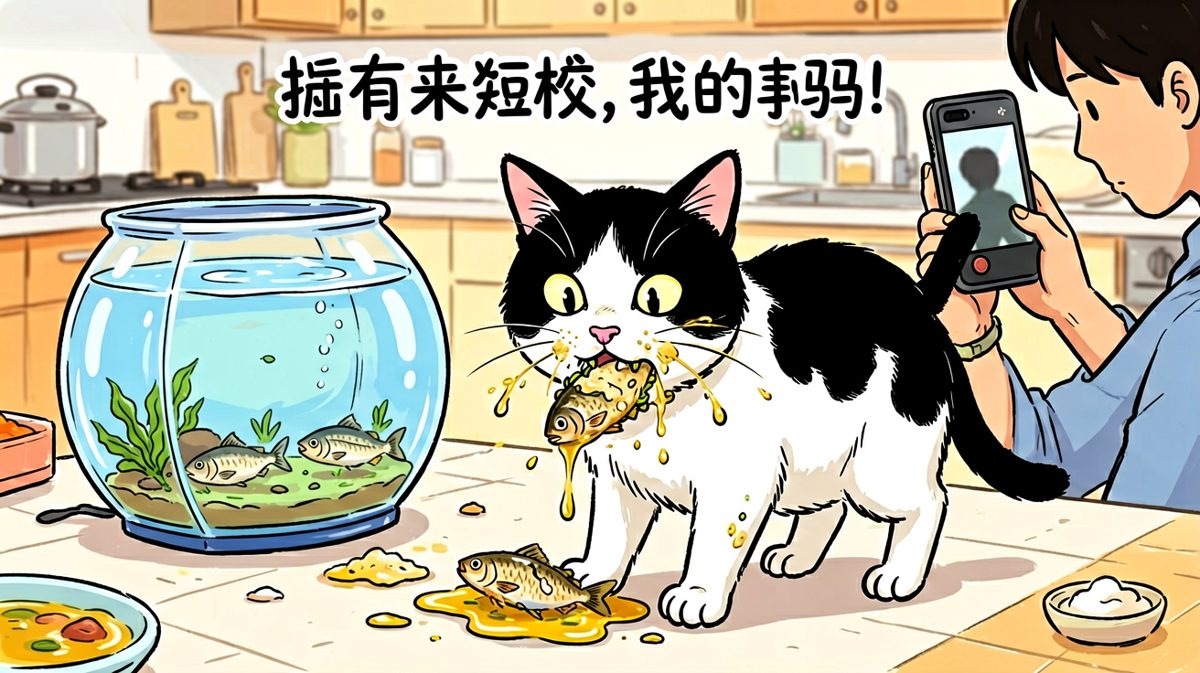 这鱼缸自己跳出来的