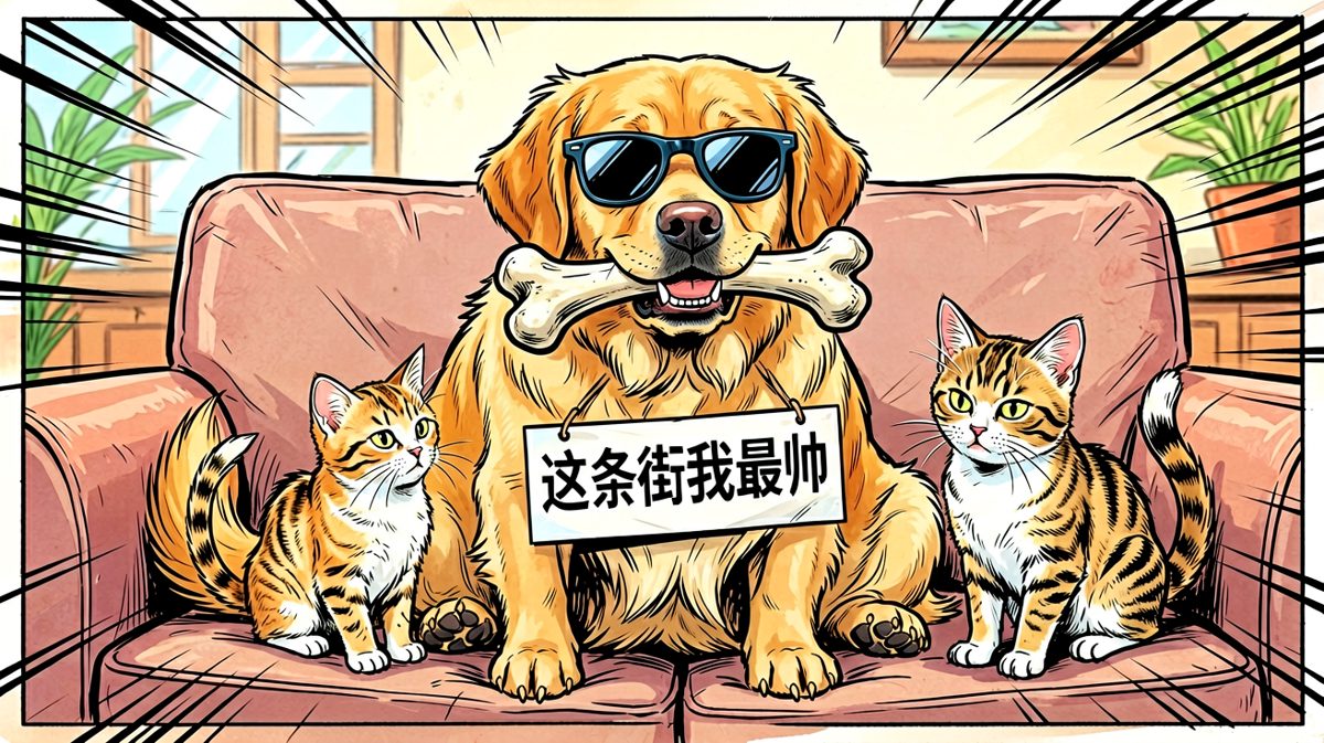 狗：墨镜一戴，谁都不爱。