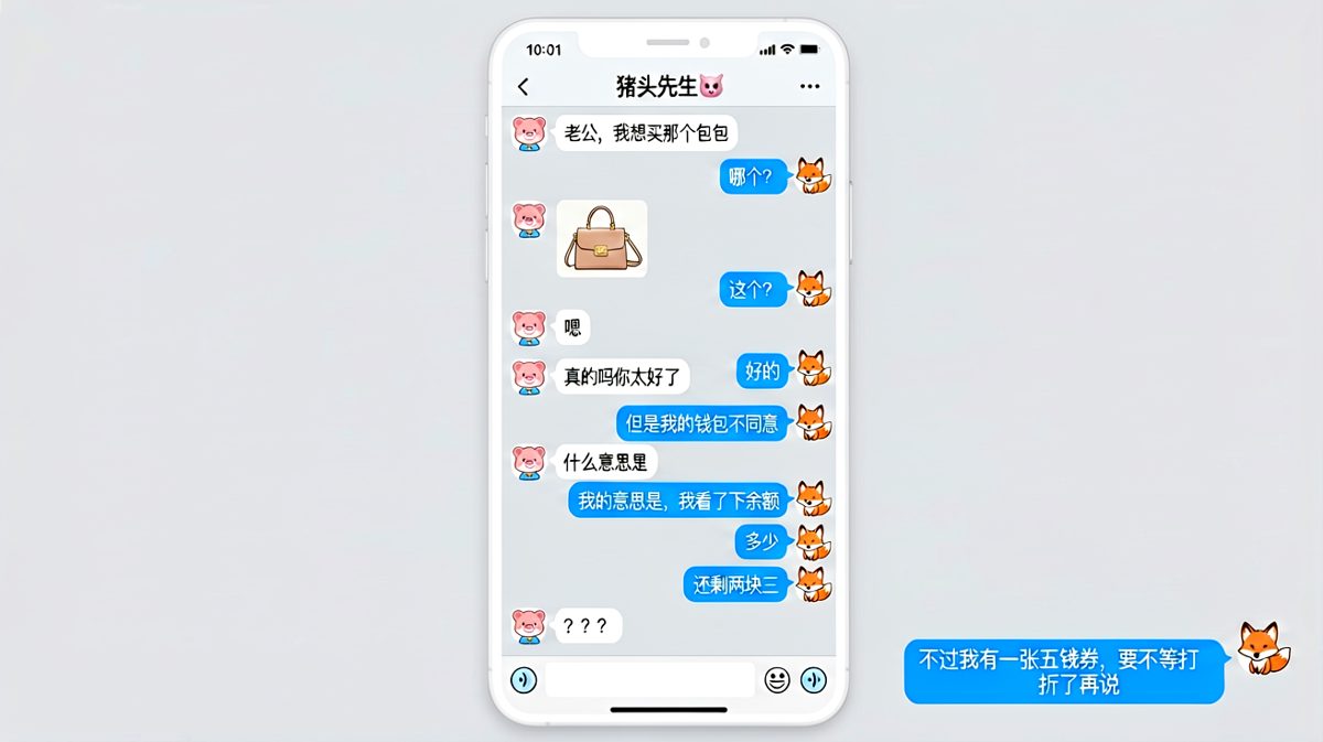 男生假装答应买包实则哭穷的神反转对话