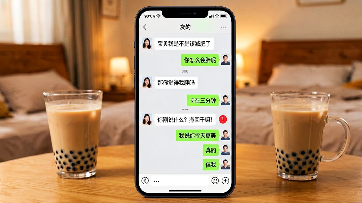 【减肥陷阱】男生被问胖不胖，紧急撤回收回，连发三条救场信息。