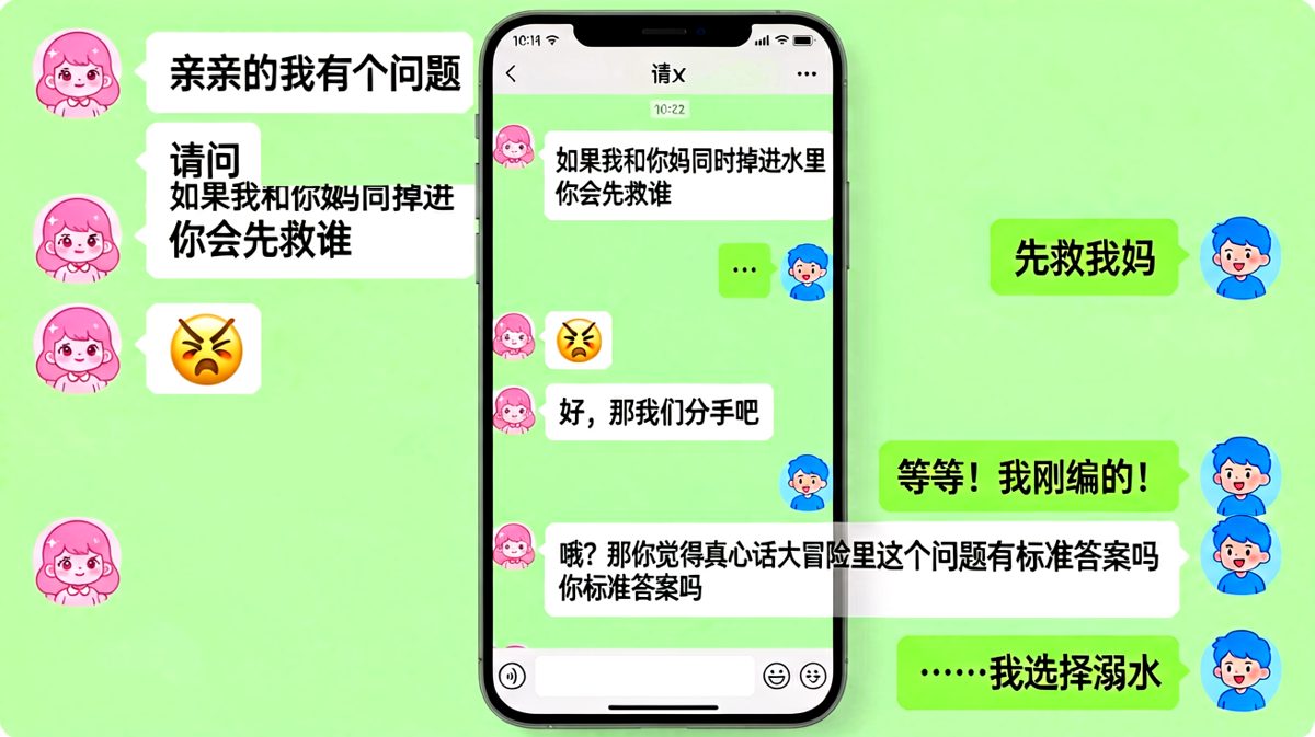 男生掉进经典送命题，最后用「选择溺水」完成灵魂自救
