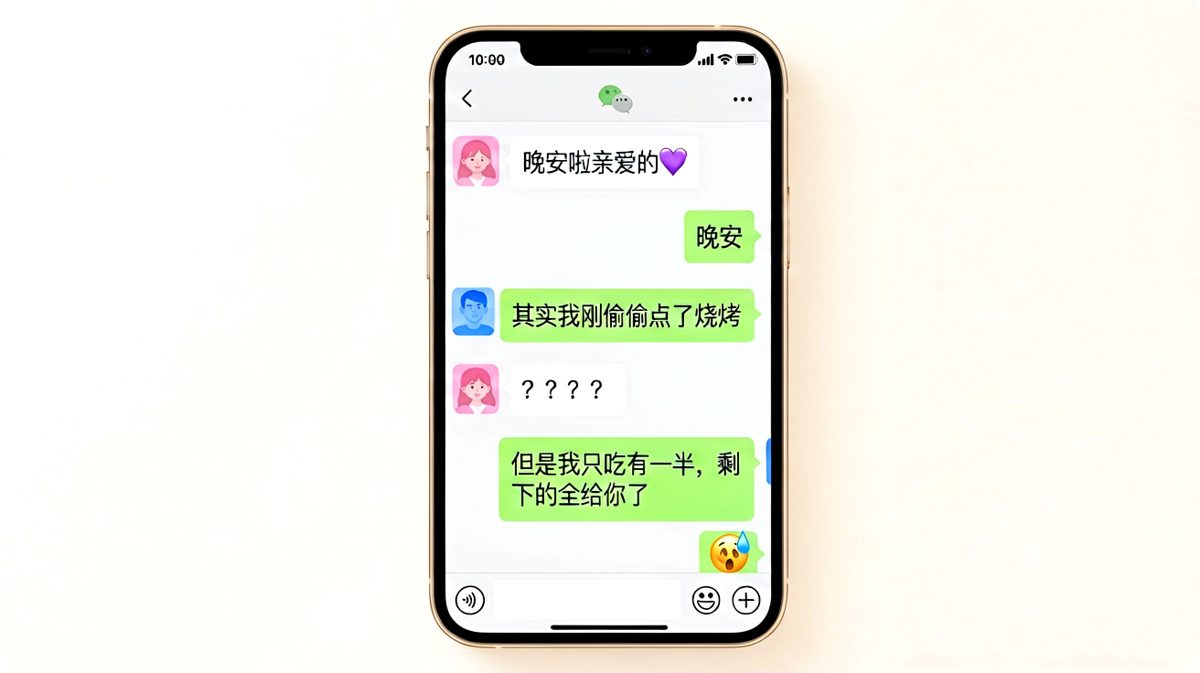 晚安后半夜偷偷吃烧烤还骗另一半只吃一半