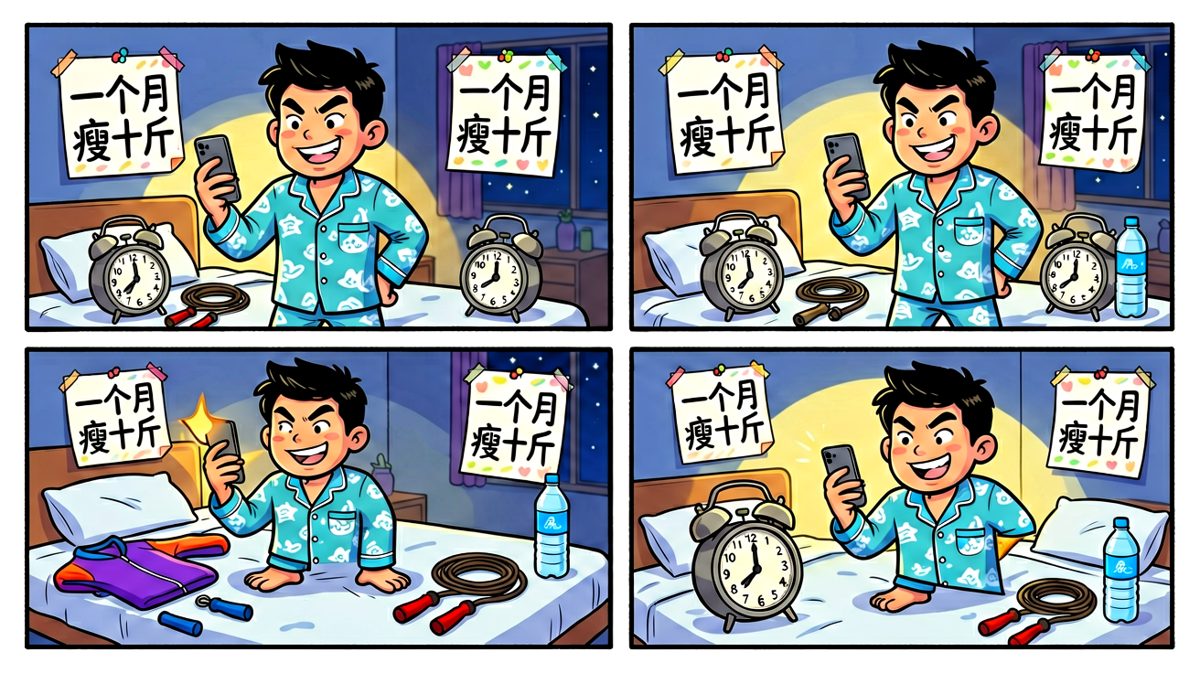 雄心壮志的夜晚，我发誓要从明天开始改变！