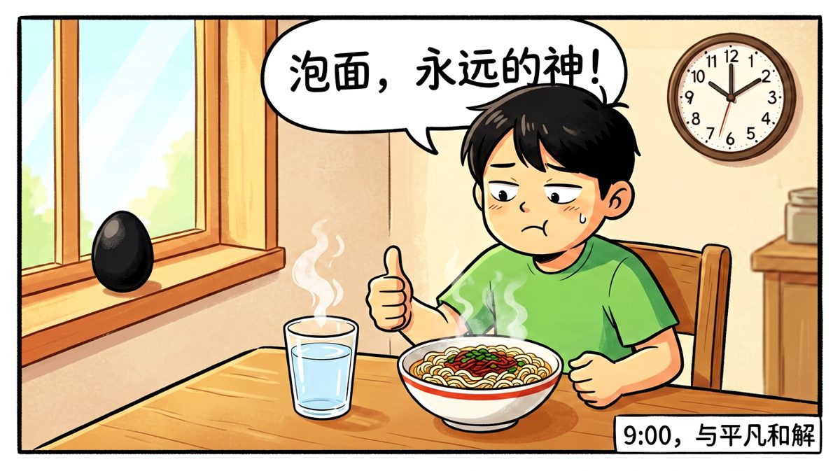最终，小明在泡面面前找到了人生的真谛