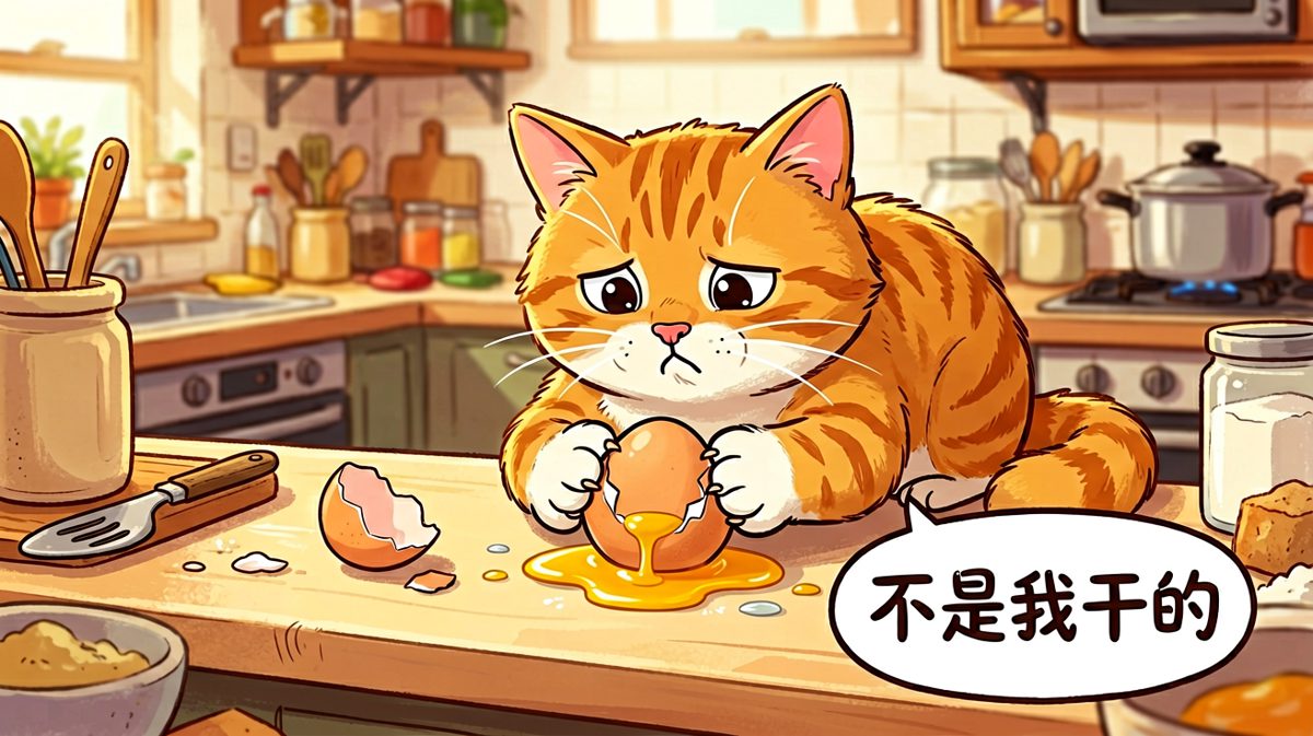 打碎鸡蛋后第一时间装无辜，这演技不去拿奥斯卡可惜了。