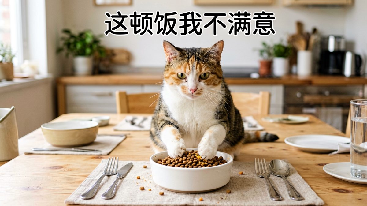 猫咪的尊严不允许它吃第二口被碰过的猫粮。