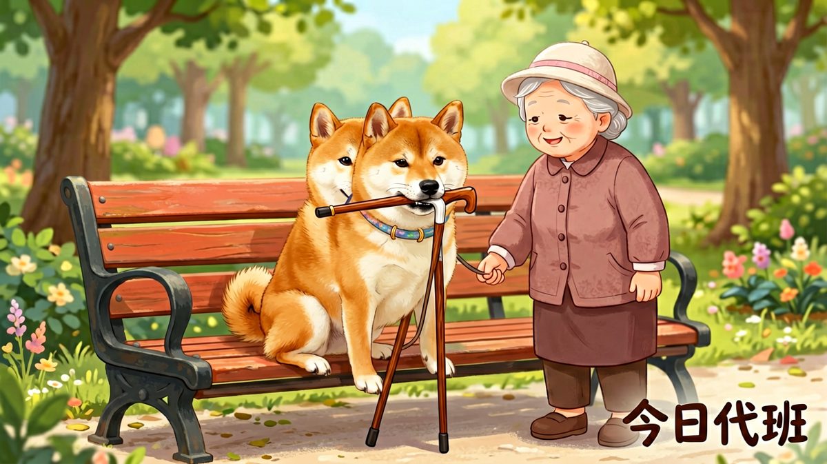 柴犬：别问，问就是在帮奶奶遛弯，专业且敬业。