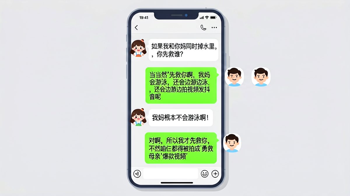 女生抛出经典送命题，男生用抖音梗反转成功甩锅给妈妈