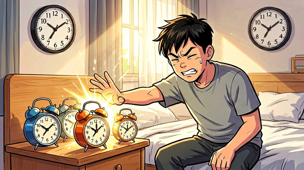 闹钟：我还能再挣扎一下！我：不，你不能。