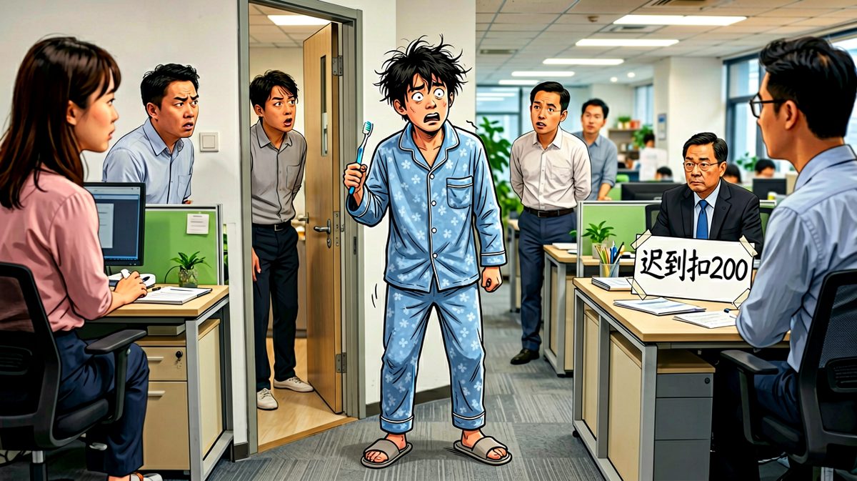迟到不可怕，可怕的是还穿着睡衣来打卡。