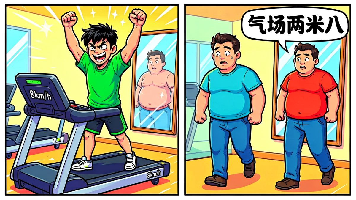 在跑步机上气势如虹