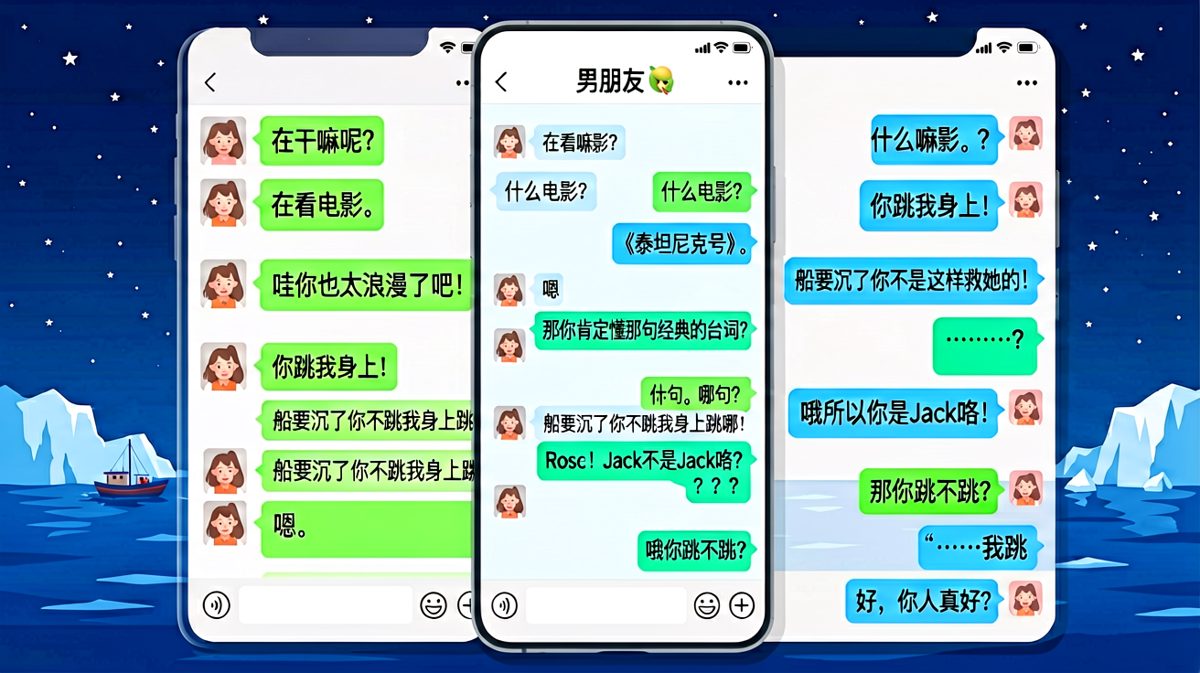 泰坦尼克号新解读：船要沉了，先跳对象身上再说。