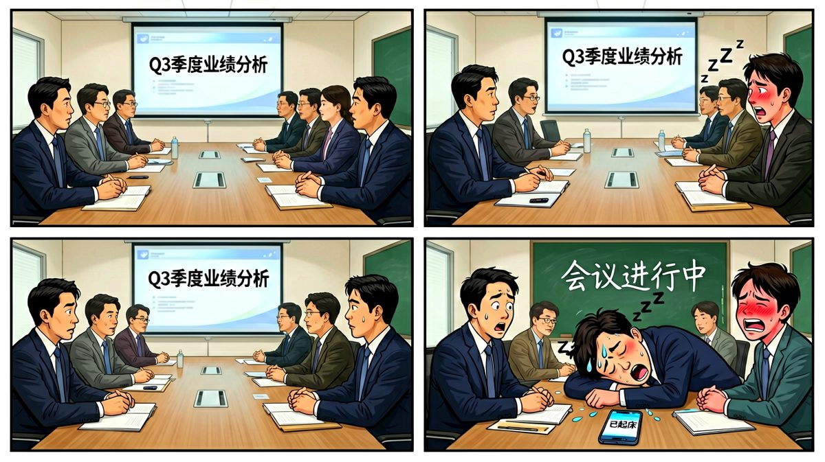 终于到公司了，然后当众睡进会议里