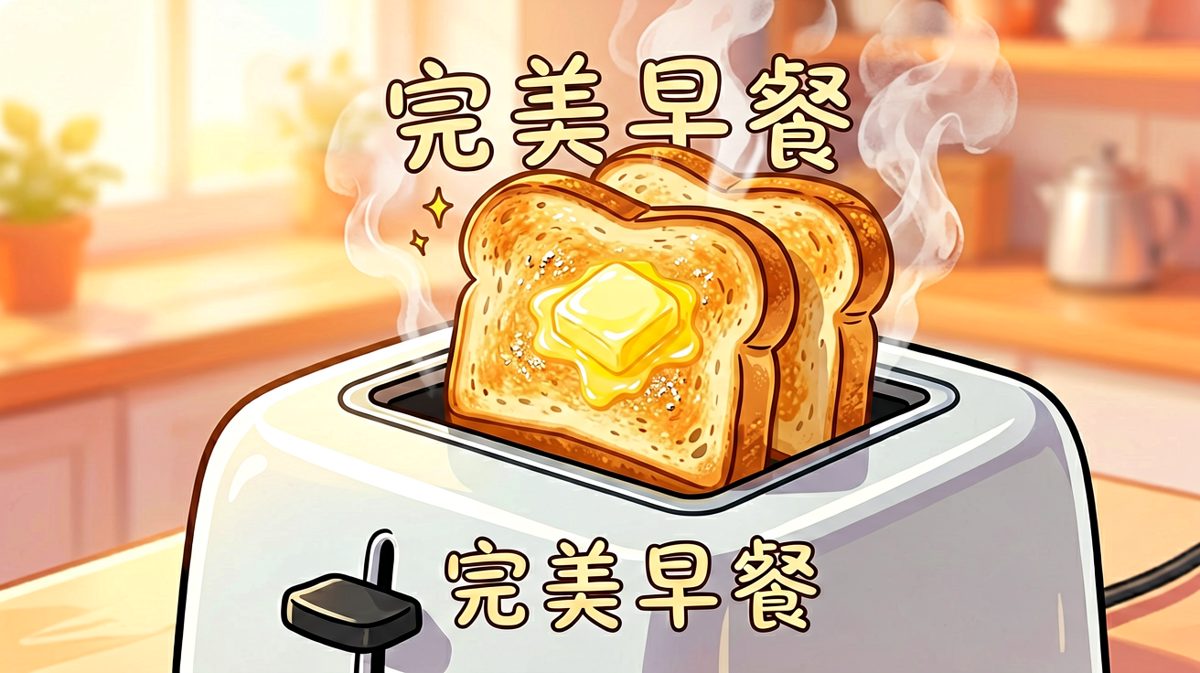 第2格：吐司完美弹出，一切看起来都那么美好