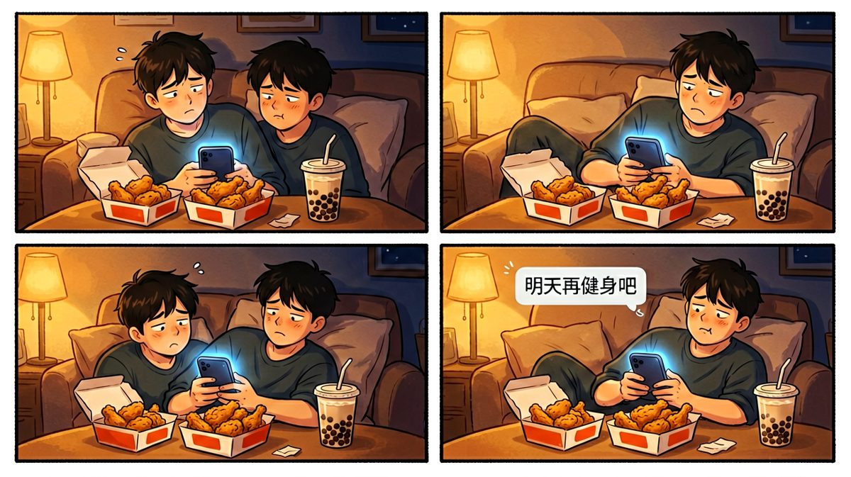 深夜炸鸡配奶茶，明天一定开始健身