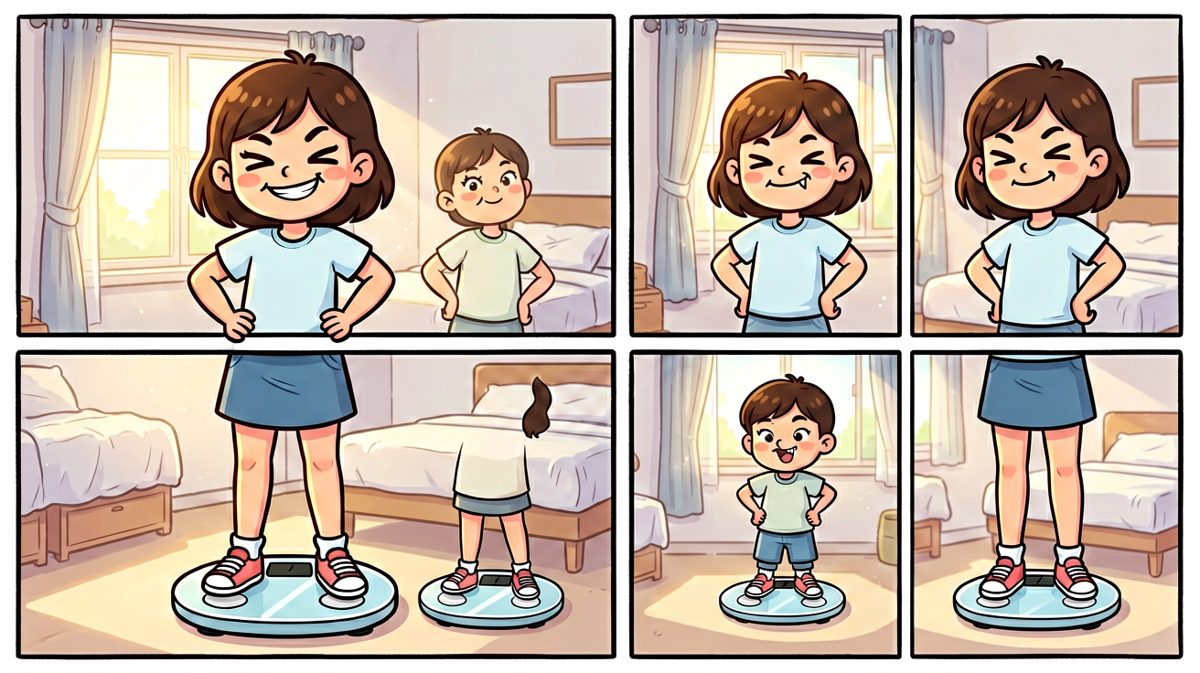 自信满满站上体重秤