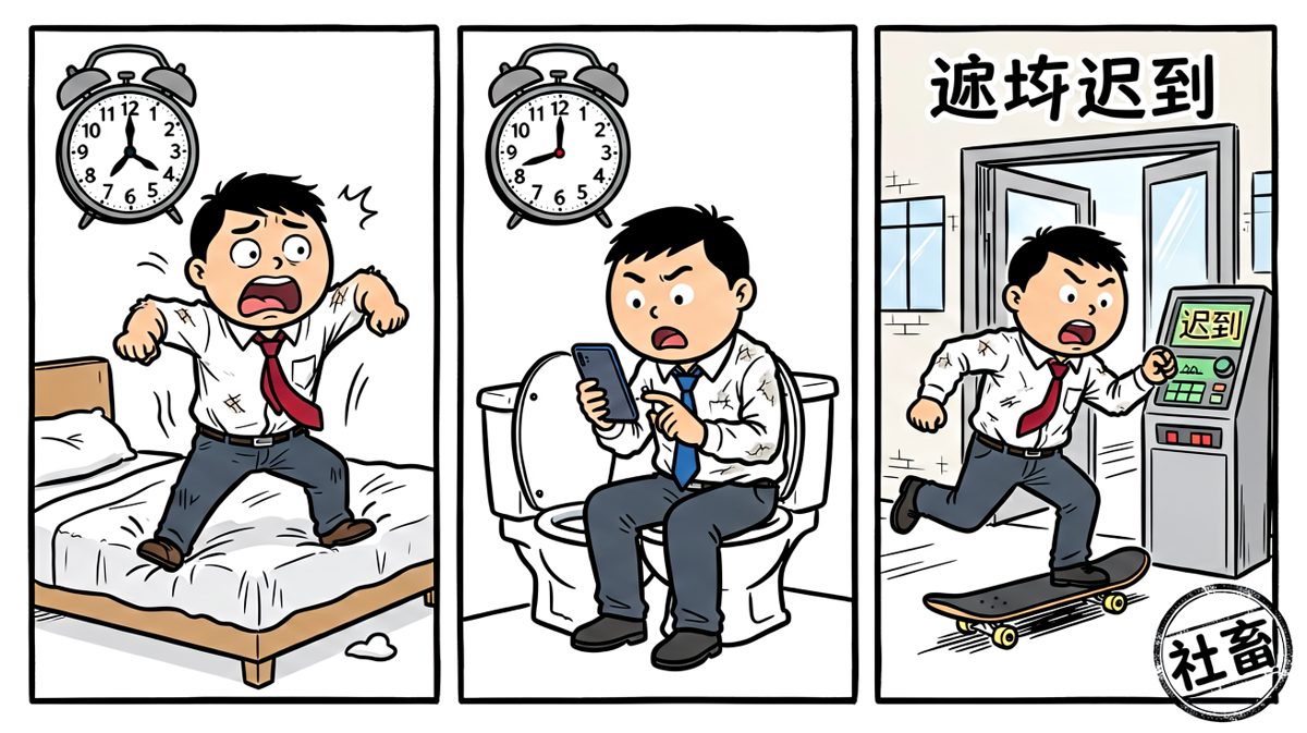 打工人的早晨三步曲：起床困难、上厕所拖延、踩点打卡