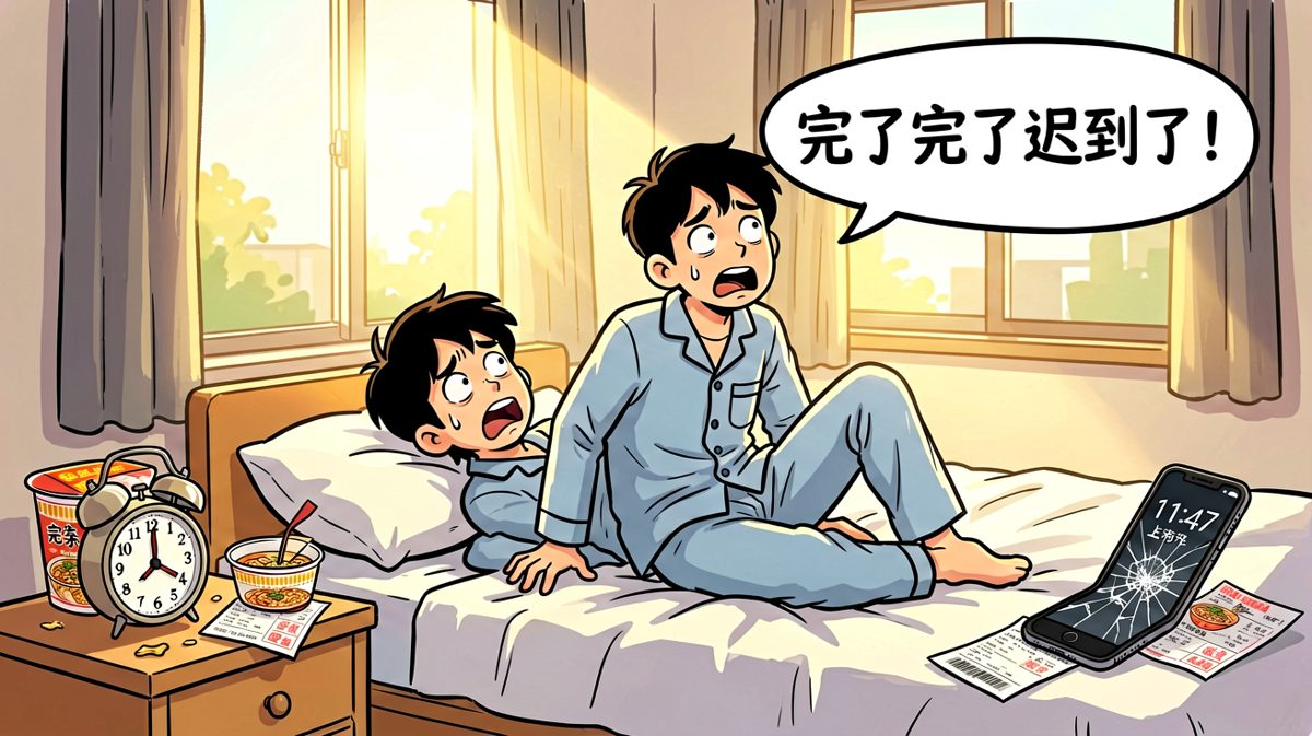 闹钟失灵，一觉睡过头