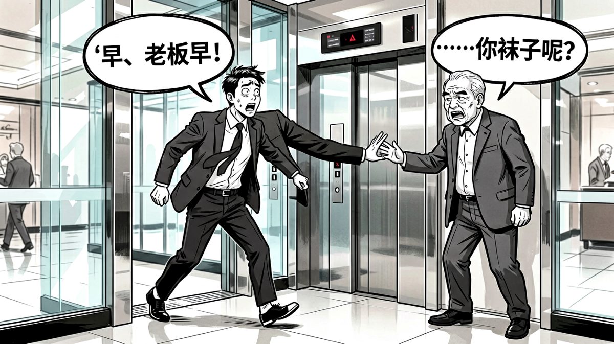 电梯口社死，老板凝视