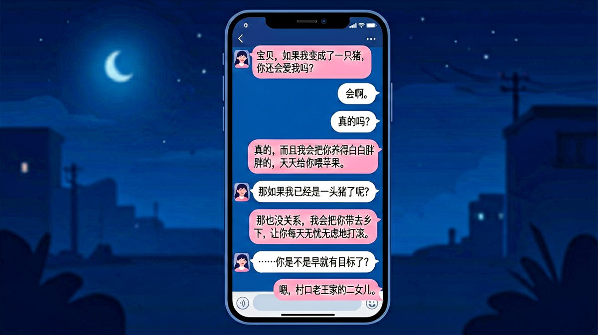 她问变成猪还会不会爱她，他说找到了村里二姑娘