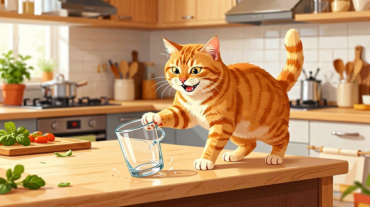 猫咪：我不是故意的，是它自己没放稳。