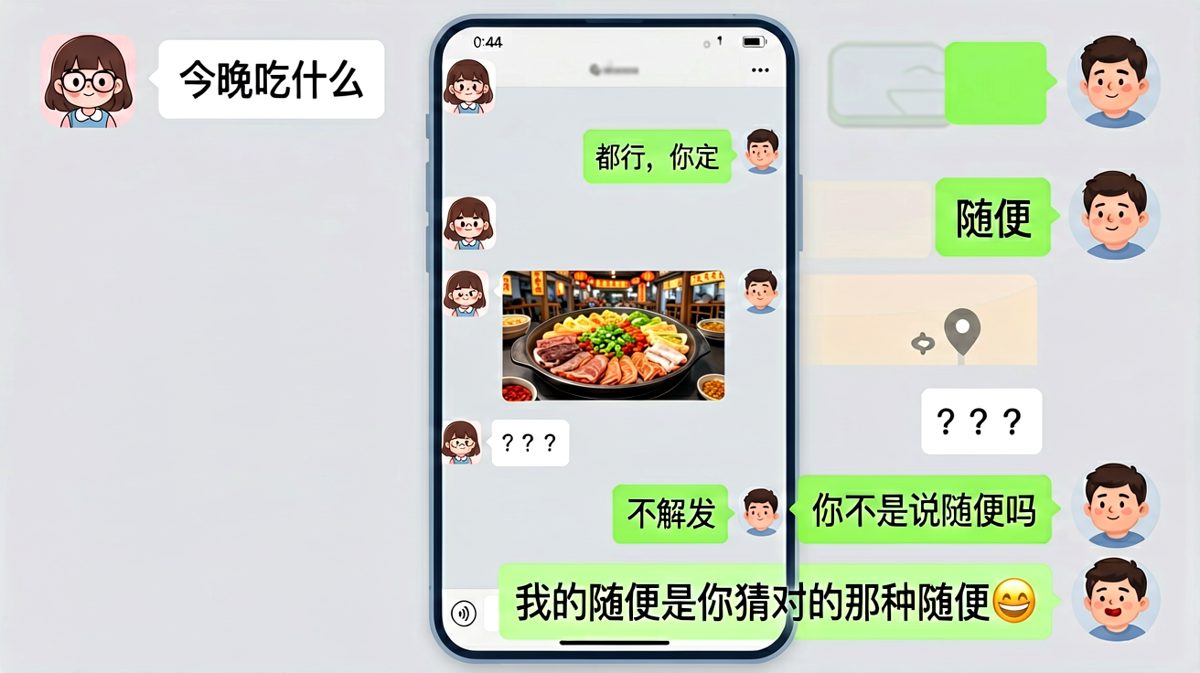 「随便」是情侣间最难解的密码题。