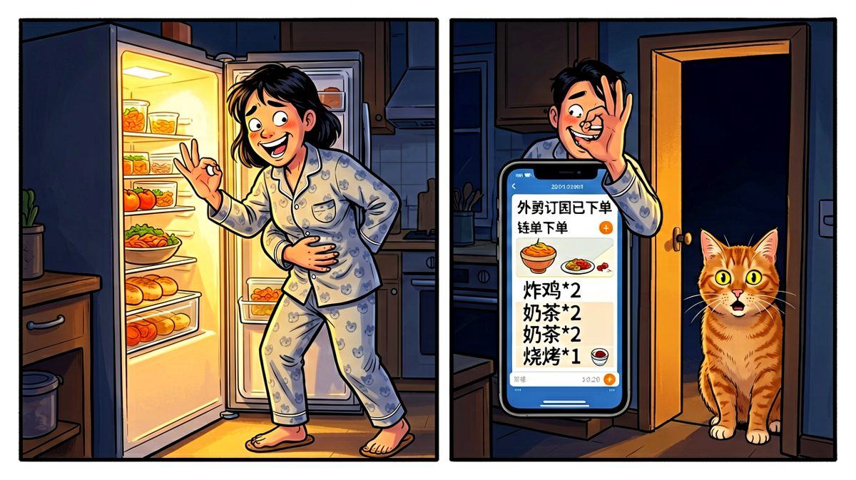 偷偷点外卖，自我欺骗满分
