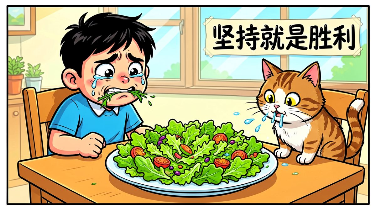 第2格：第三天，吃沙拉吃到怀疑人生