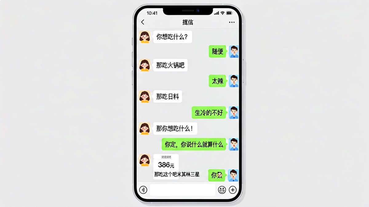 男生说随便结果被反将一军点了一桌贵的