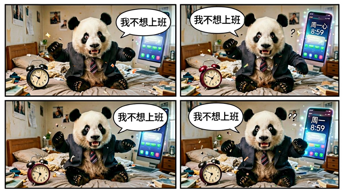 周一早晨被闹钟处刑的社畜熊猫