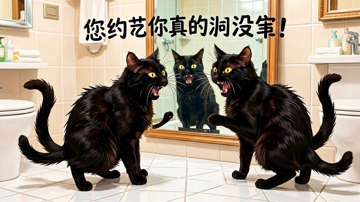 猫：哪来的野猫敢吓本宫，看朕打你