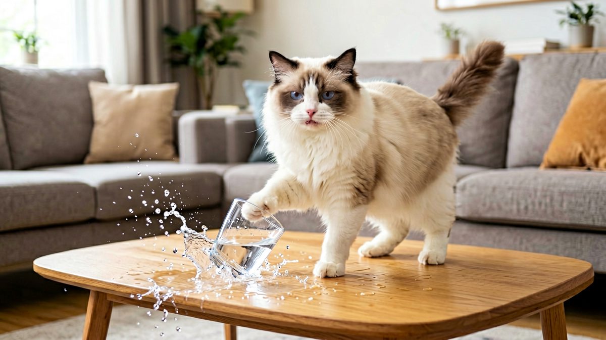 猫：这杯子挡我光线了，帮你挪个位置