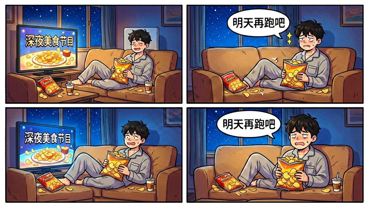 放弃锻炼后，沙发和薯片才是永远的归宿……